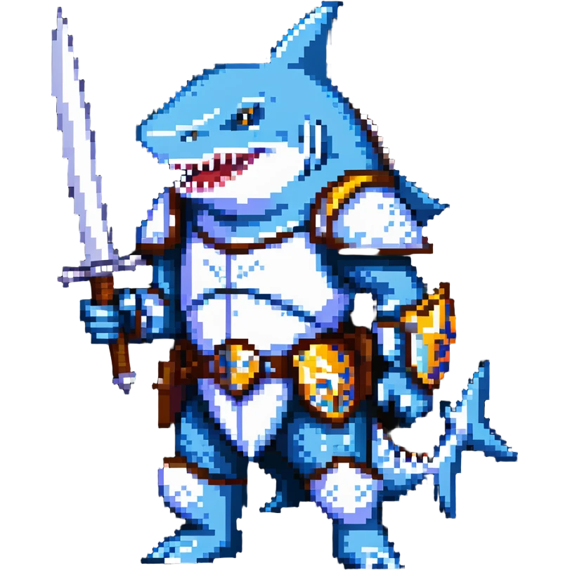 anthropomorphic shark wearing knight armor emoji