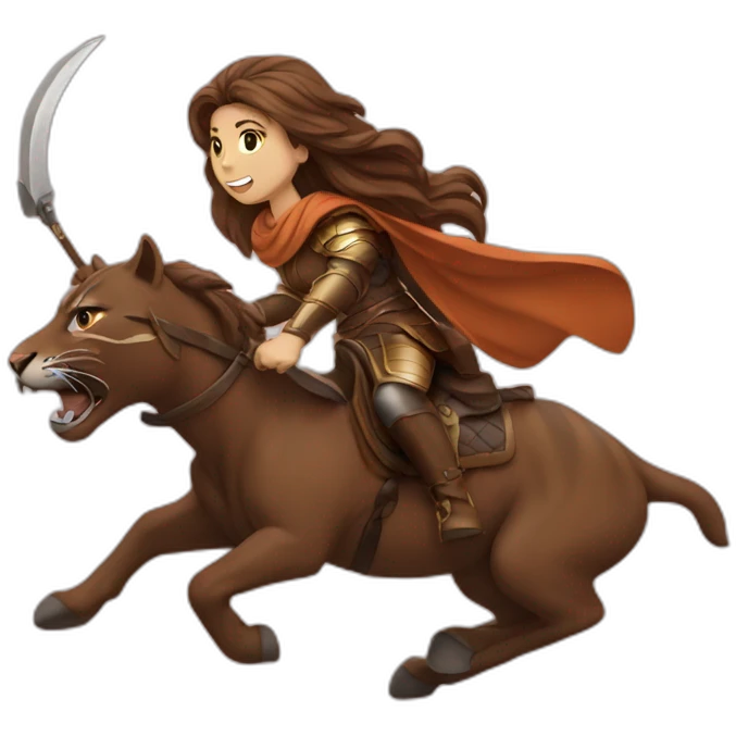 brown hair women riding Battle tigeer emoji