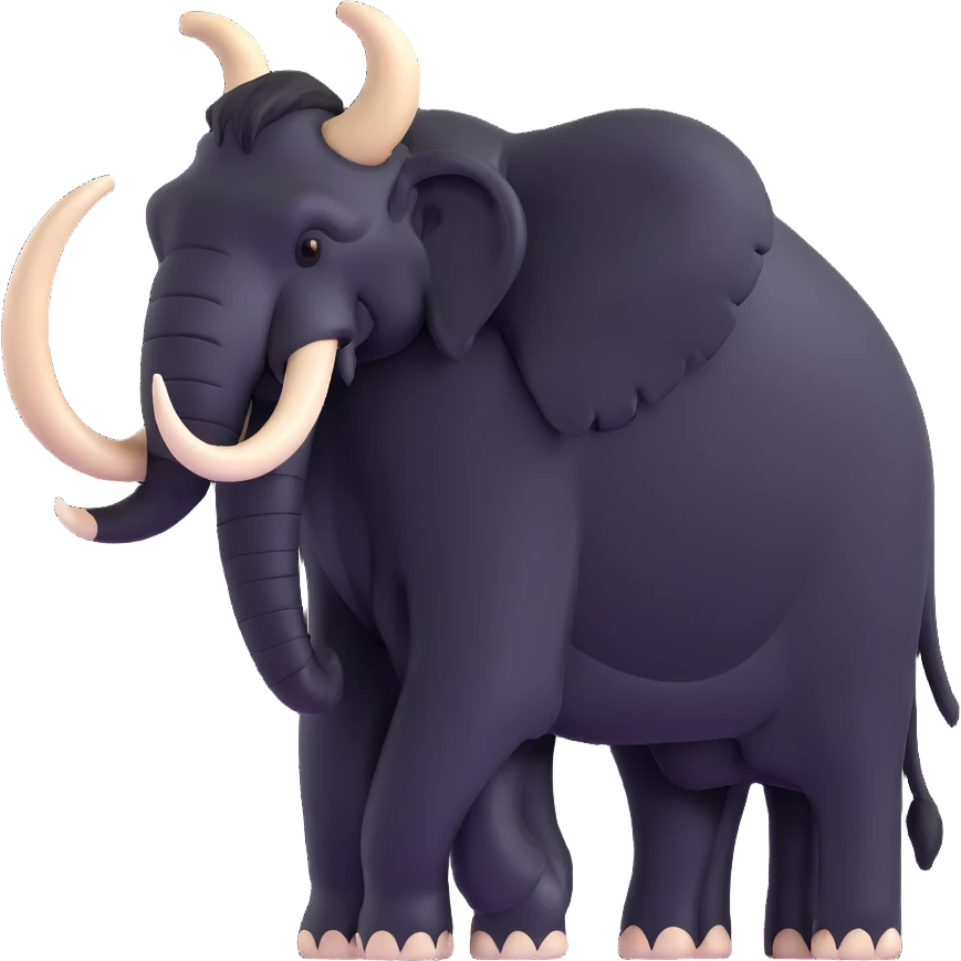 mammoth with black fur and white tusks, side view emoji