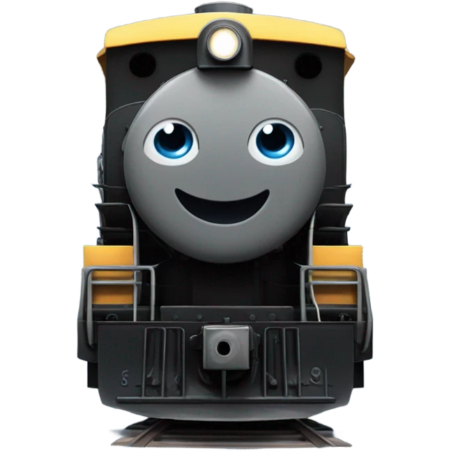 A electric locomotive (With little shiny black Kirby eyes) emoji