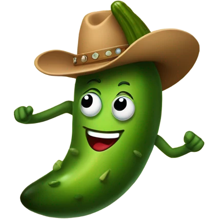 Pickle dancing with a cowboy hat emoji