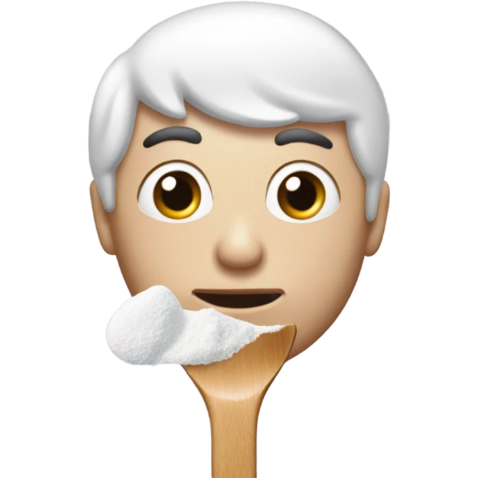 Man with huge pupils sniffing powdered sugar on a spoon emoji