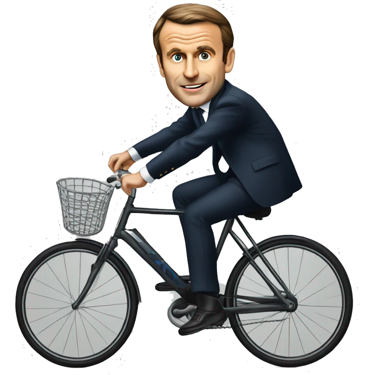 Emanuel macron sur un vélo emoji