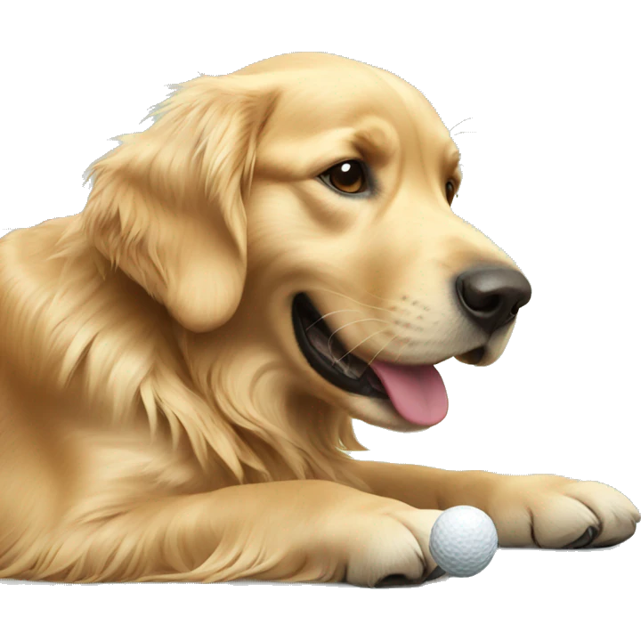 Golden retriever golfing emoji