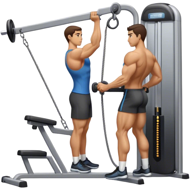 side-view man standing cable-machine tricep-pushdown emoji