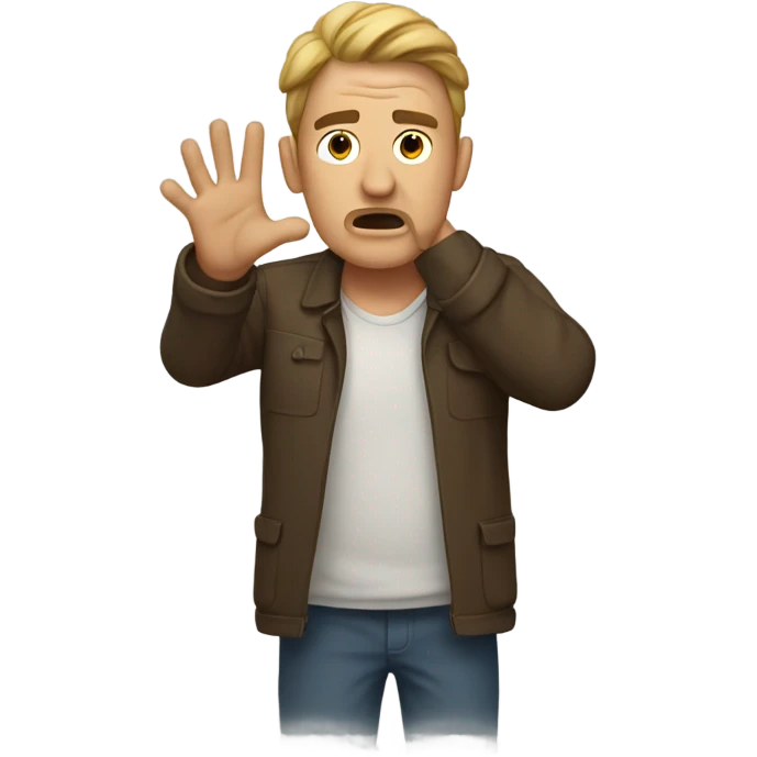A man giving up with his hands up emoji