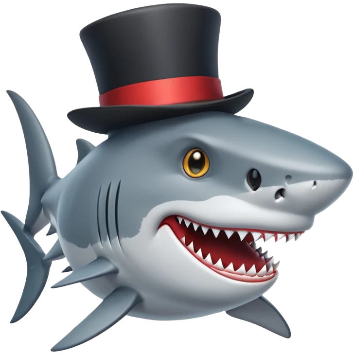 Shark with a top hat emoji