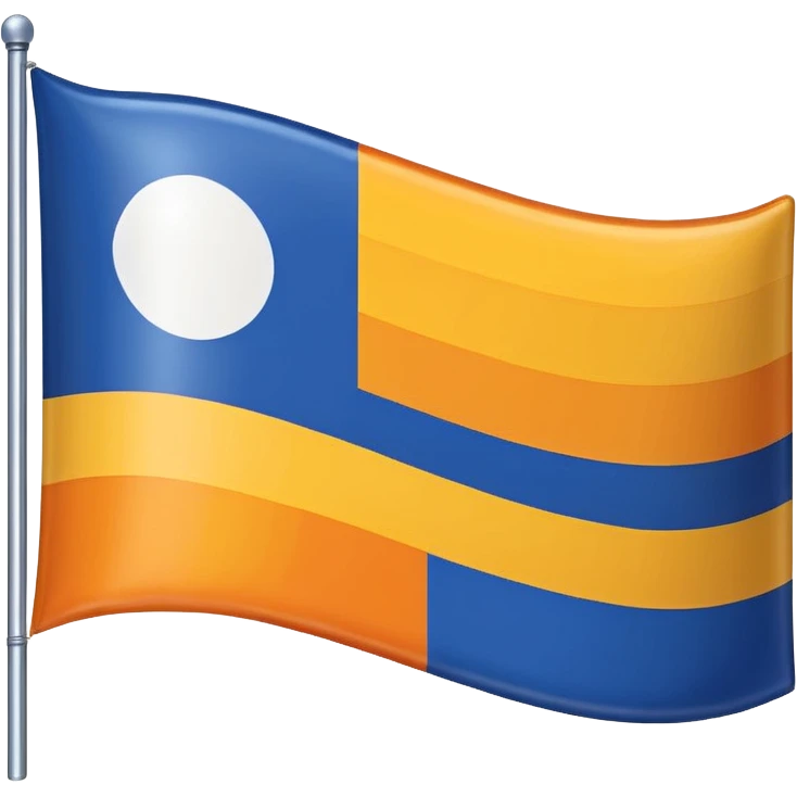A flag whit darkblue, blue, white, yellow and orange and has 5 stripes white in the middle, blue in next to white left, yellow next to white right, orange next to yellow right, dark blue next to blue left emoji