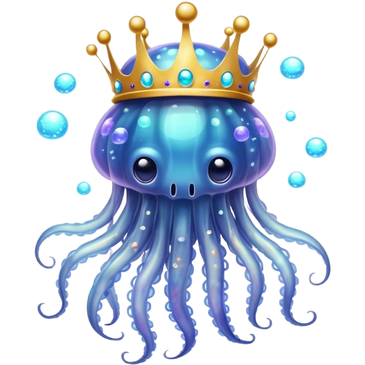 Galactic Jellyfish King A floating jellyfish-like creature with a cosmic crown, swirling galaxies in its translucent body emoji