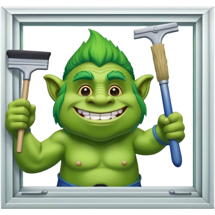 Troll cleaning window with squeegee emoji