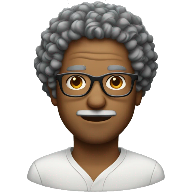 curly hair aged man with glasses emoji