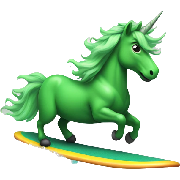 green unicorn surfing emoji