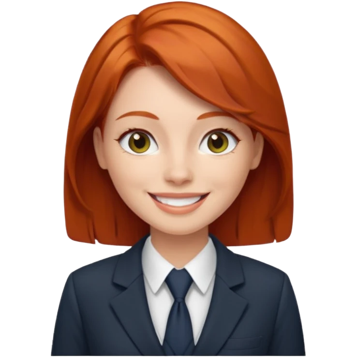 redhead woman with office look emoji
