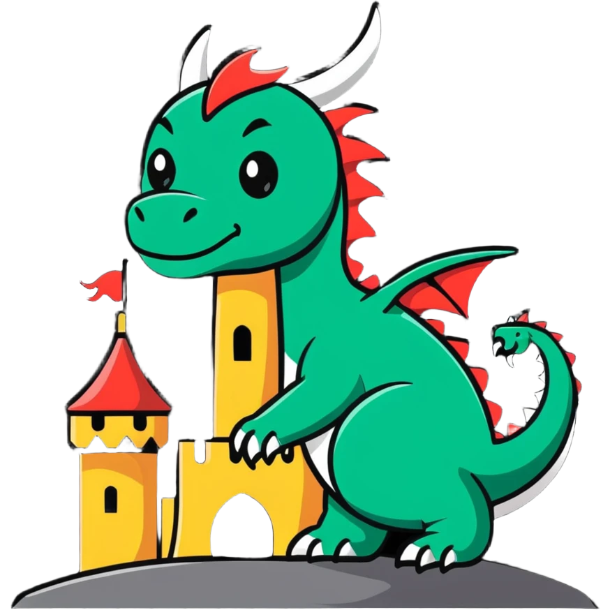 Fierce dragon guarding a castle tower emoji