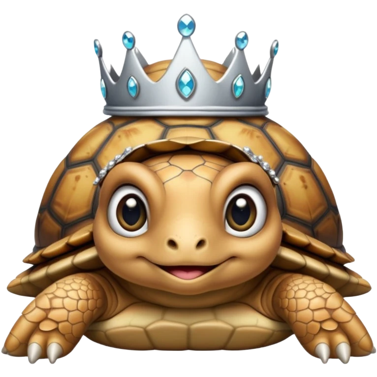 a cute domestic turtle with big eyes and with a silver tiara emoji