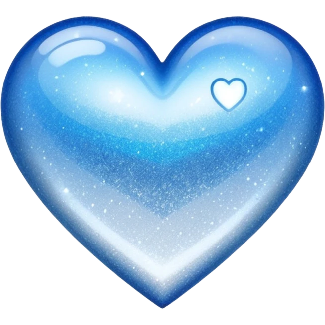 glitter heart, metallic blue to silver ombre emoji
