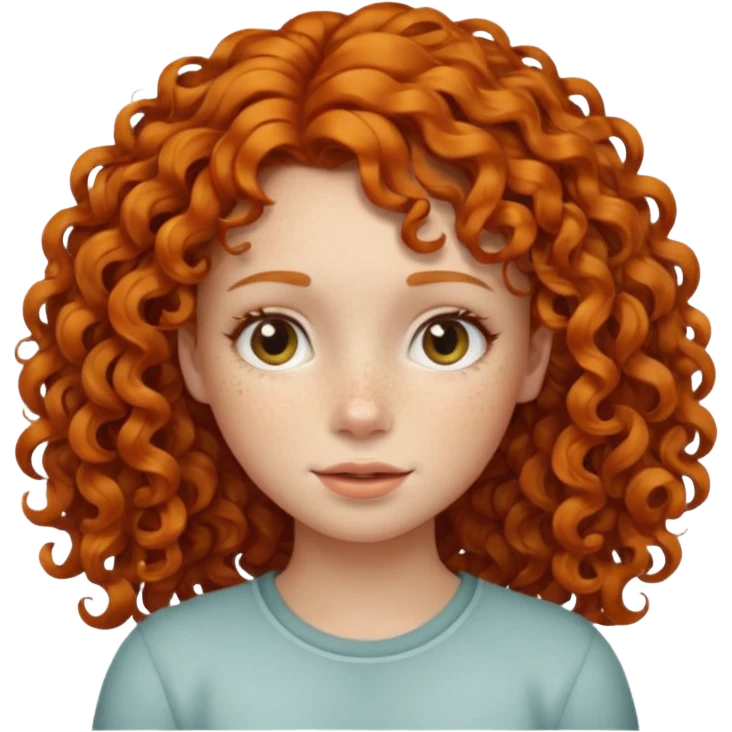 A ginger girl with curly hair in this style 👩🏼‍🦱 just the head no body simile to the apple curly hair emoji just ginger instead  emoji