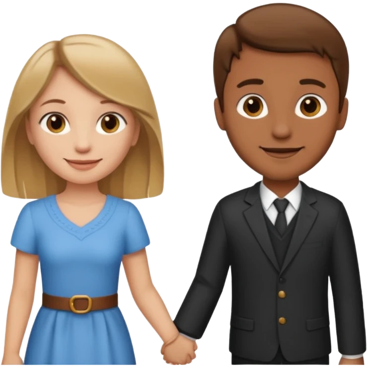 dark blonde girl and brown hair man holding hands emoji