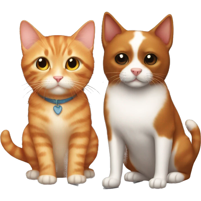 ginger kitty and black dog cute  emoji