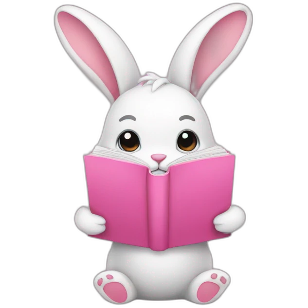 bunny with pink book emoji