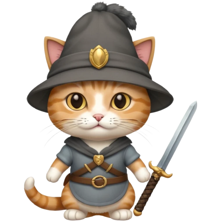 Cat held a sword and wearing a hat emoji