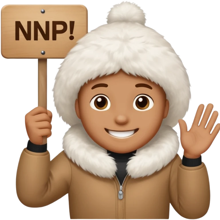 Spud McKenzie holding a sign that says "NP" emoji