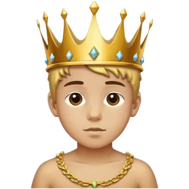 Boy wearing crown by water emoji