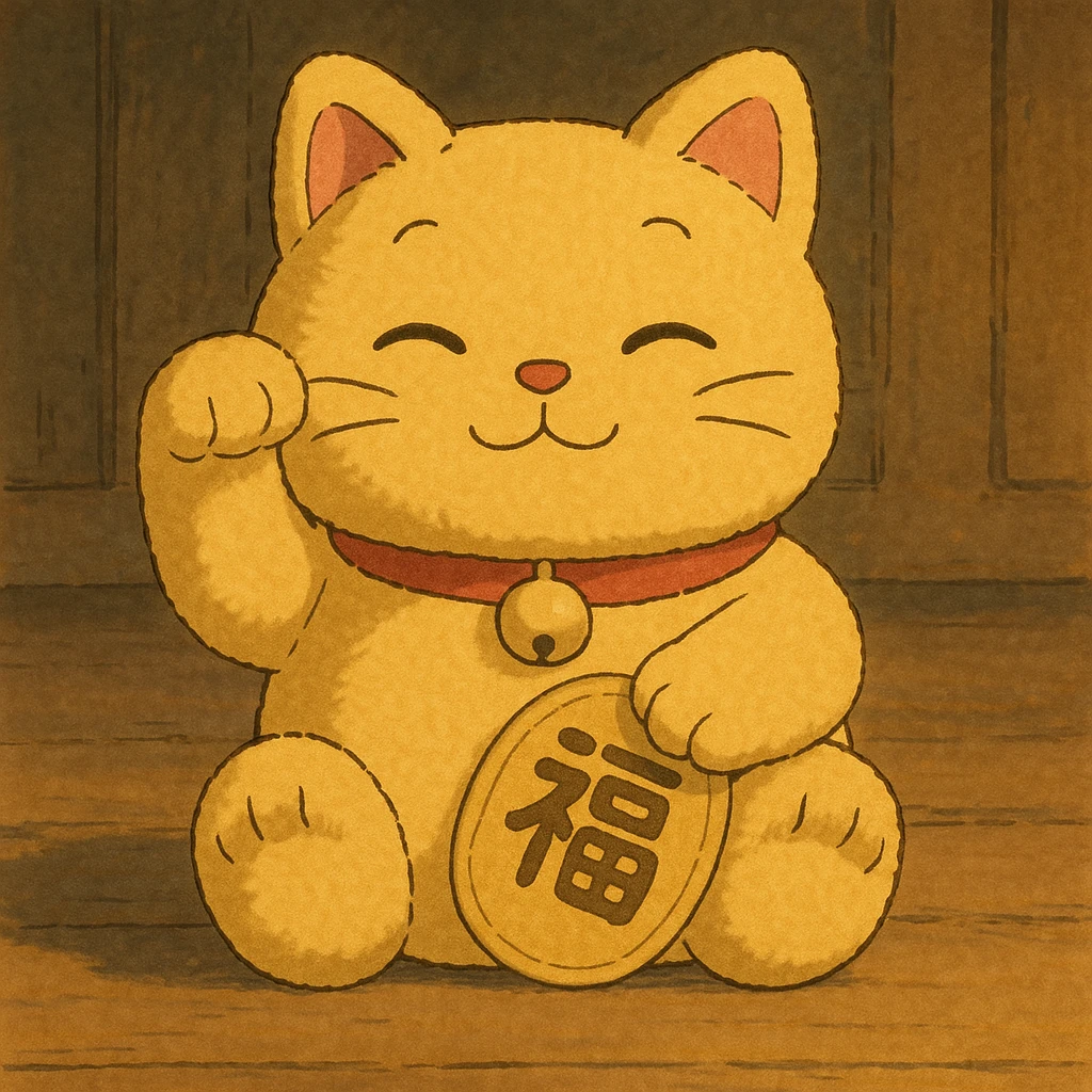 Gold Chinese lucky cat plushie  emoji