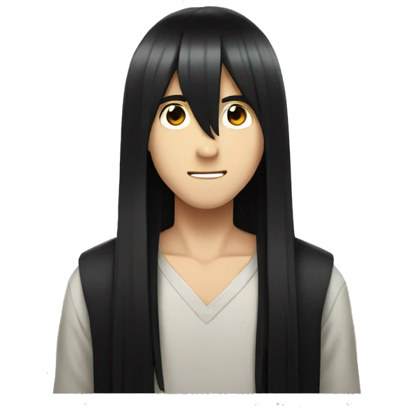 ¿an anime boy with very long straight black hair and bangs? emoji