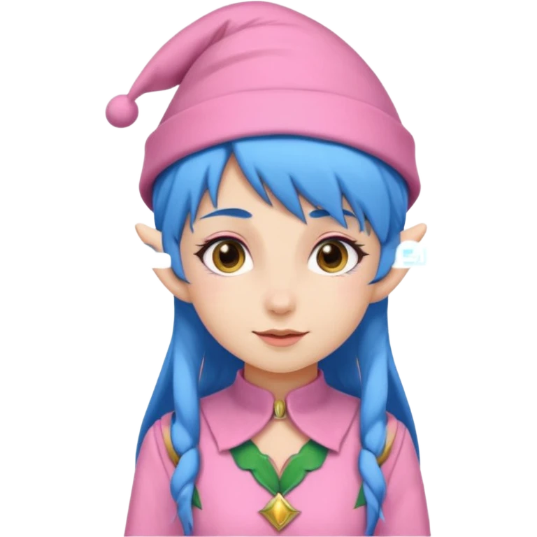 scouts girl elf in pink uniform and hat and blue hair emoji