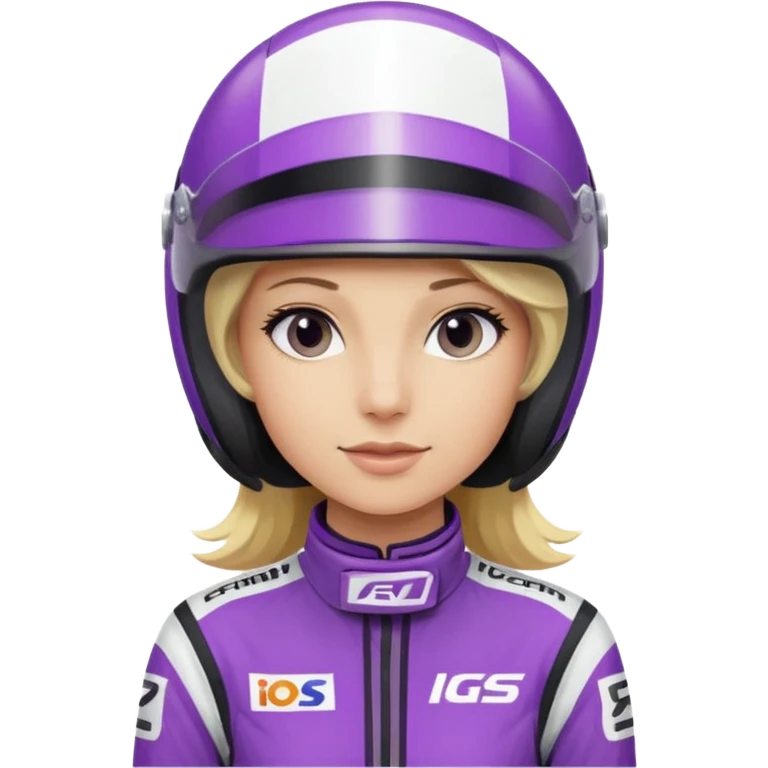girl blonde, Race Driver purple cloth, white helmet emoji