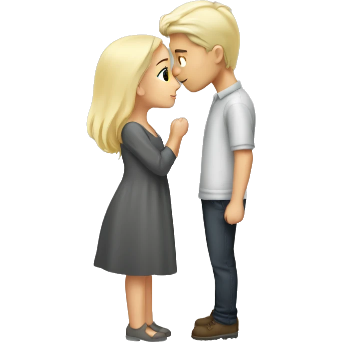 Blonde girl and grey hair boy kissing  emoji