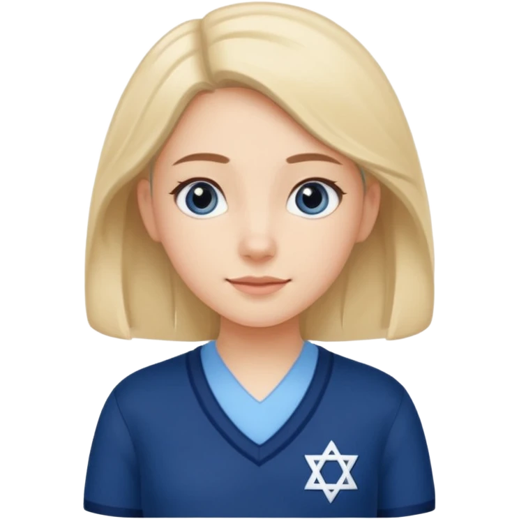 cute school girl jewish blue shirt navy jumper with light blue by the v neck on the jumper emoji