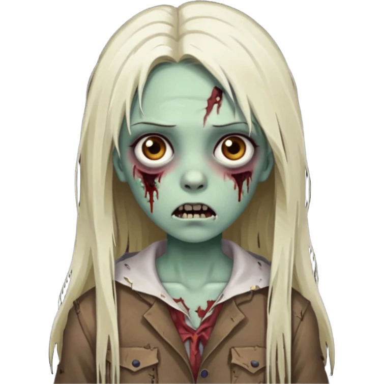 zombie girl with straight long hair and brown eyes emoji