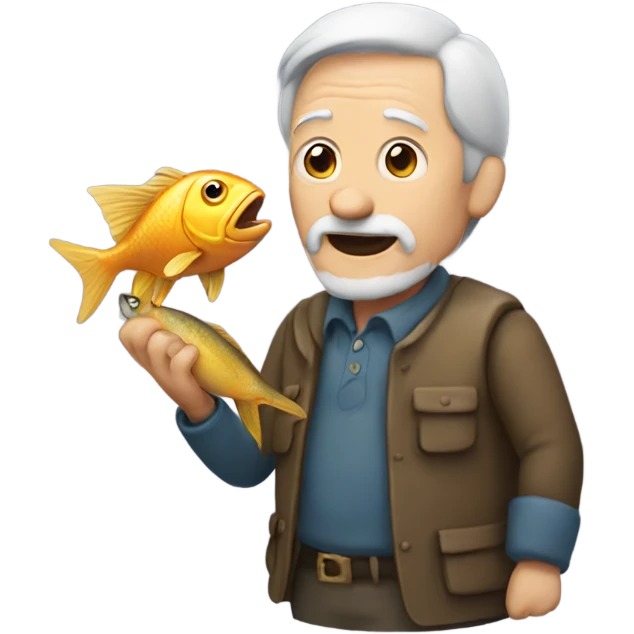 Old man holding a fish emoji
