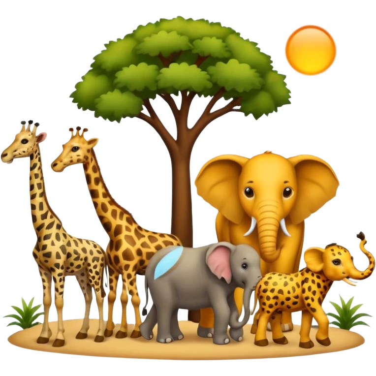 the big five - a lion, leopard, elephant, buffalo and giraffe emoji