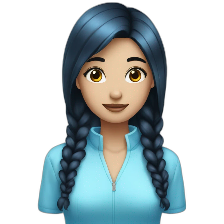Girl with black hair and blue ice emoji