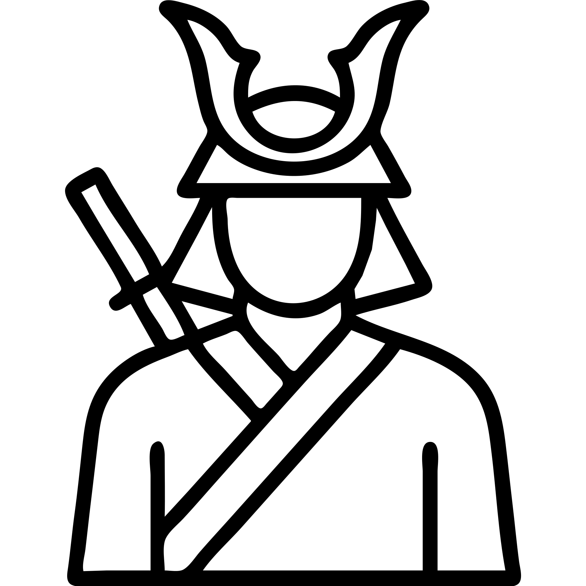 minimalist outline icon of a Japanese samurai warrior emoji