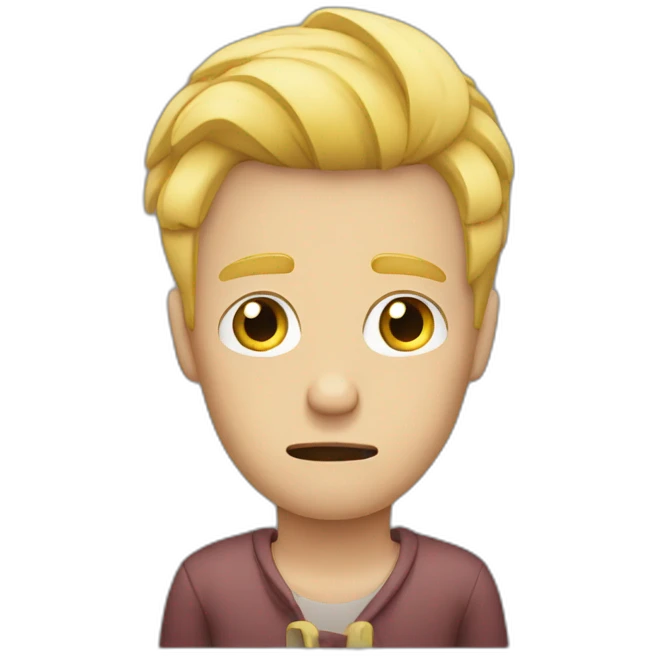 Blond guy sad because he broke his nail emoji