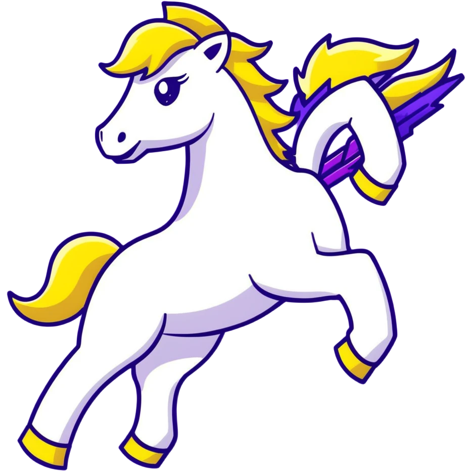A yellow horse composed of bright electric energy, with yellow wires visible throughout its form, lightning bolts emanating from its mane and tail, galloping at high speed. emoji