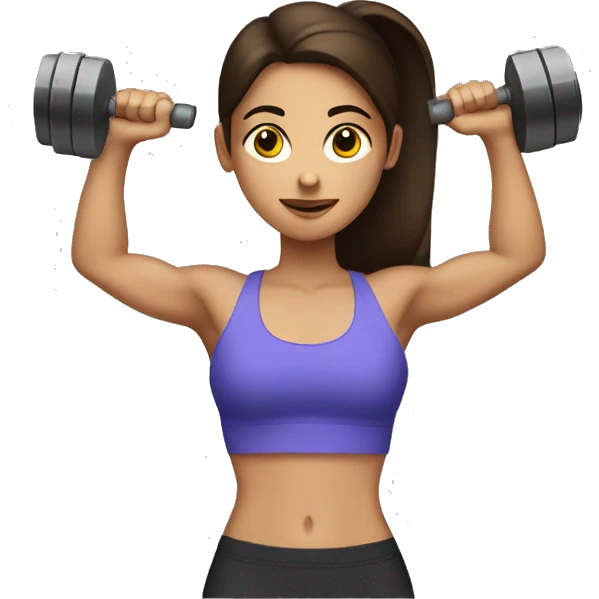brunette girl with abs lifting weights emoji