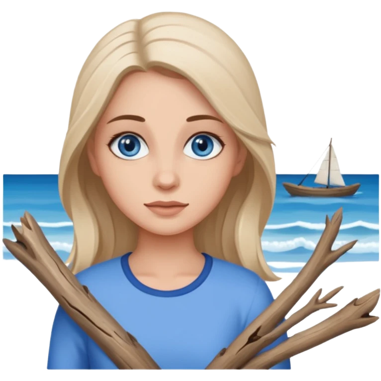 Liz blue eyes collecting driftwood emoji