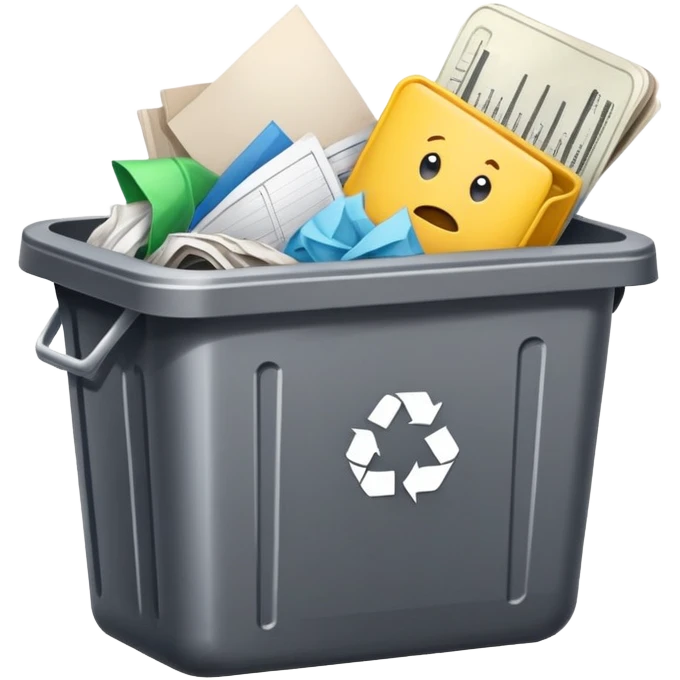 A planner in a trash can emoji