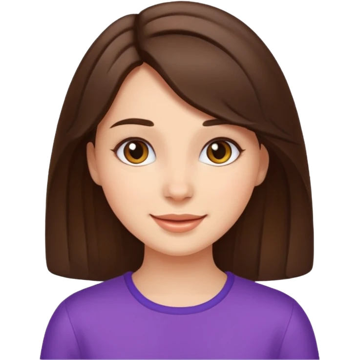 girl with brunette hair, cheerful emoji