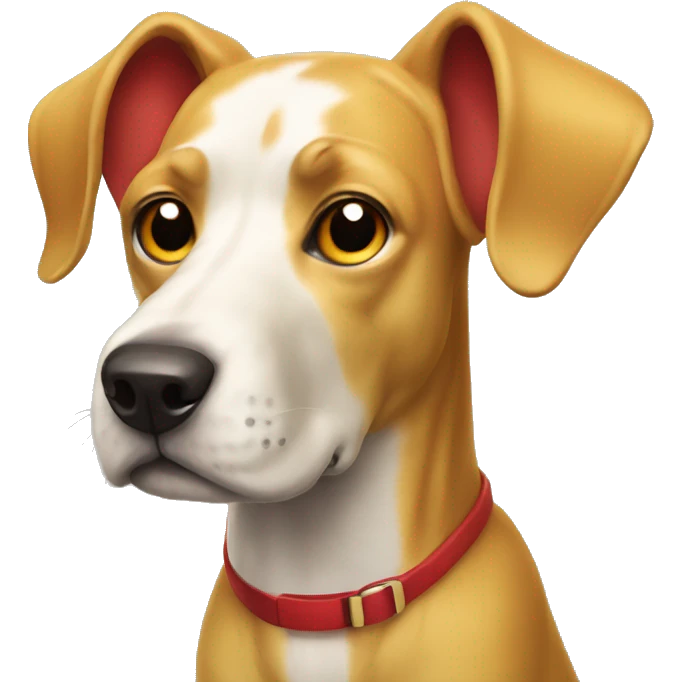 mustard colored dog with very very long ears and red collar emoji