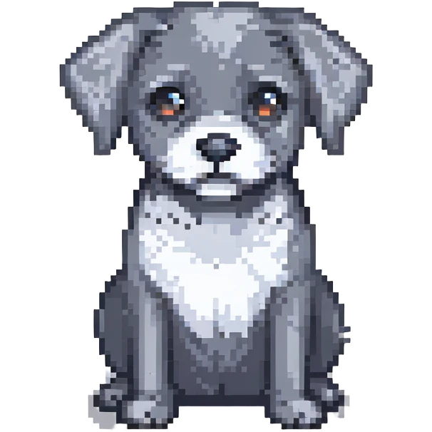 dark grey dog sitting pixel art emoji emoji