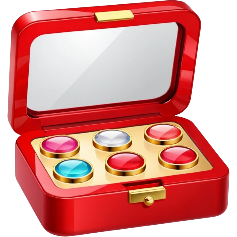 five cosmetic products in jewel box (box is red color_ emoji