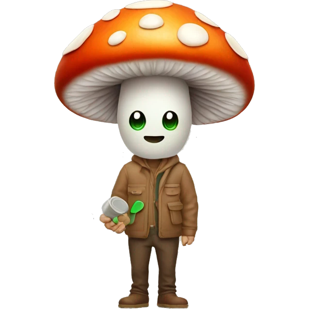 Mushroom man with pills in hands emoji