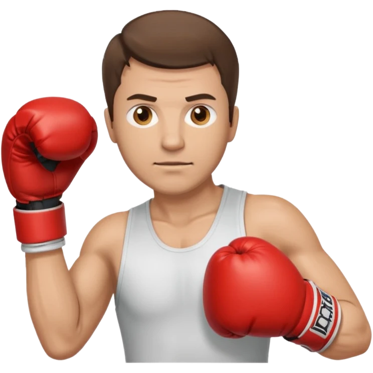 Rapaz de 39 anos ,cabelo castanho médio ,olhos castanho claro , cabelo corte malet, com uma luva de box na mão emoji