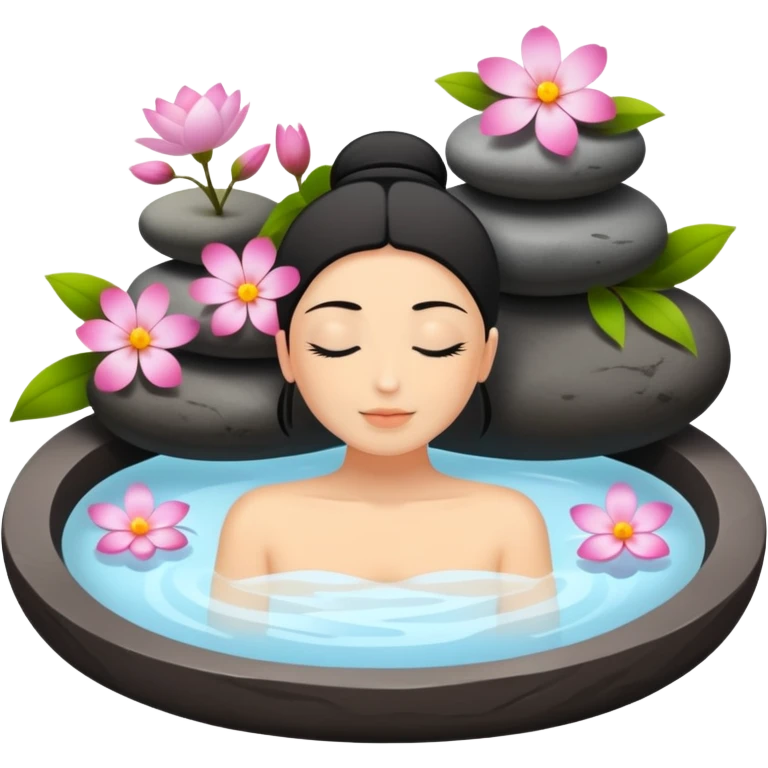 relaxing spa with hot stones and flowers emoji